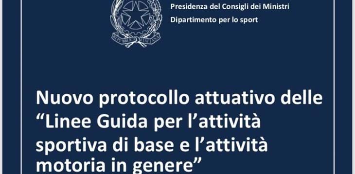 Pubblicato il Nuovo Protocollo Attuativo: Linee guida per l'attività sportiva di base e attività motoria in genere