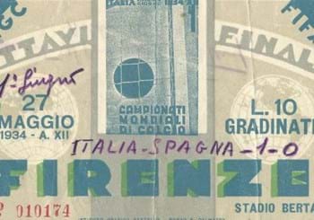 Il biglietto di Italia-Spagna del 1° giugno 1934 al Museo del Calcio