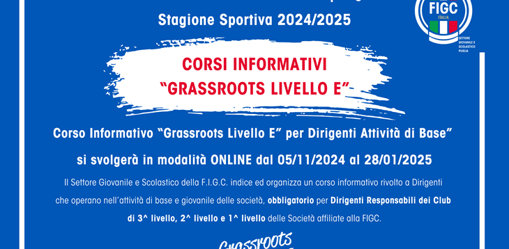 FIGC Puglia: nuove opportunità formative per i dirigenti di attività di base con il corso “Grassroots Livello E”