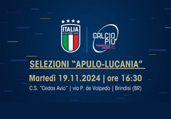 Convocazioni per la Selezione Femminile Under 15 "Apulo Lucania" del 19.11.2024